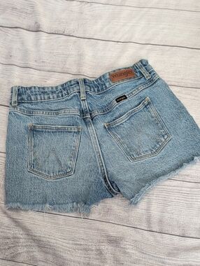 Wrangler Light Blue Denim Cutoff Shorts with Frayed Hem